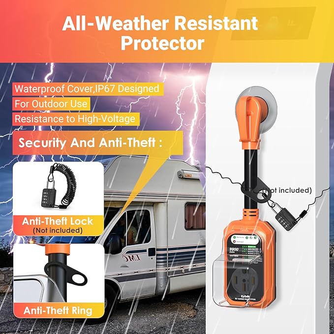 EyGde RV Surge Protector 50 Amp Waterproof, RV Circuit Analyzer with Full Electrical Protection, Power Plug Adapter Protectors for 50amp Camper Travel Trailer Accessories