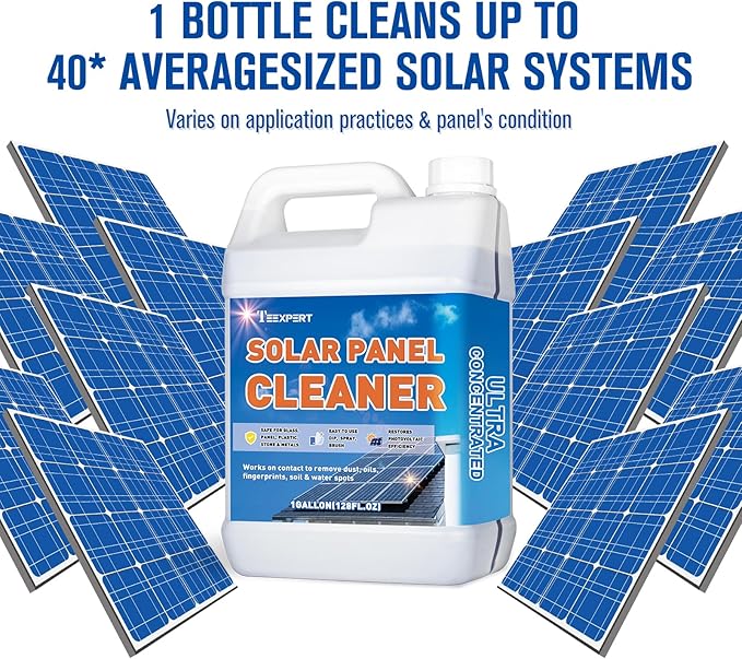 Teexpert Solar Panel Cleaner (1Gallon Makes 600 Gallons), Ultra Concentrated Glass & Solar Panel Cleaning, Streak-Free Quick Dry Remove Dirt, Dust, Droppings, Oils, Fingerprints & Water Spots