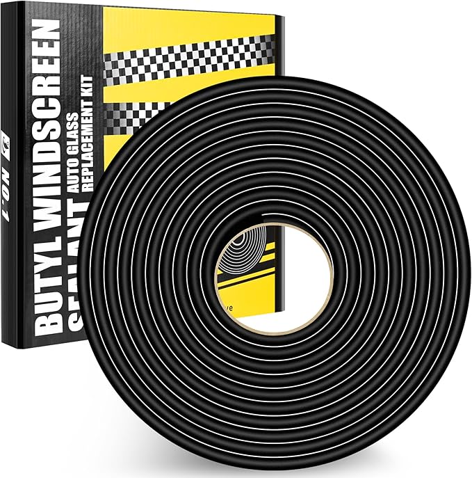 Butyl Rubber Tape Headlight Glue Sealant Rope 14.8Ft Diameter 9mm Putty Foam Strip Caulk Sealer for Automotive (Car RV Truck Marine) Window Door Windshield Sealing - Black, 1 Roll