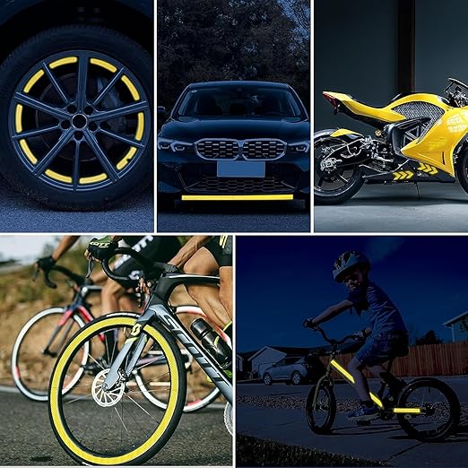 Reflective Tape, Waterproof Self Adhesive Dot Reflective Tape Outdoor Safety Caution Reflector for Trailers, Bikes, Cars（Yellow, 1 Inch x 115 Feet）