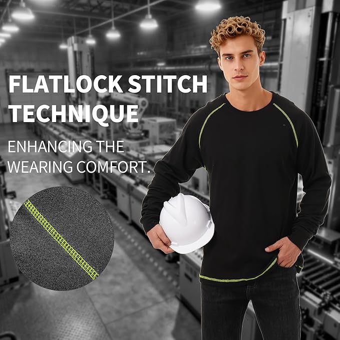 FR Shirts for Men 6 oz Hi Vis Fire Resistant Flame Resistant Long Sleeve Shirts High Visibility Cotton Welding Shirt CAT2