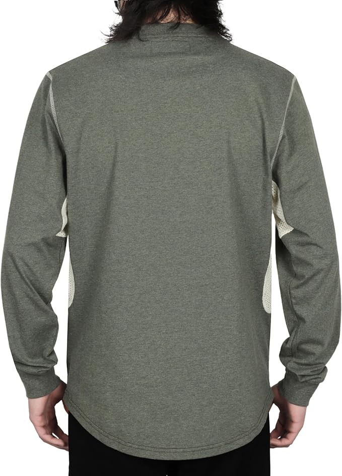 BOCOMAL FR Shirts for Summer Breathable Vented Design 6oz Heather Jersey Flame Resistant Long Sleeve Crew T Shirt