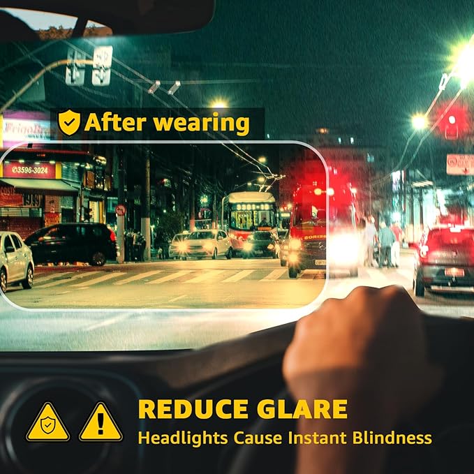 TJUTR Night Vision Driving Glasses for Men & Women, Polarized Anti Glare Yellow Lens Glasses for Night Time Safety TN2582N