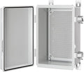 Junction Box, IP67 Waterproof Plastic Enclosure for Electrical Project, Hinged Grey Cover, Includes Mounting Plate and Wall Bracket (Grey Cover, 11.4"×7.5"×5.5")