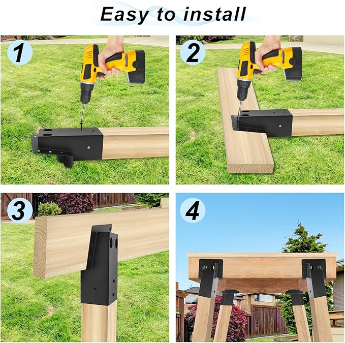 4 Pcs Outdoor 4"x4" Compound Angle Brackets,Deer Stand Brackets for Deer Stand, Hunting Blinds and Tree Houses