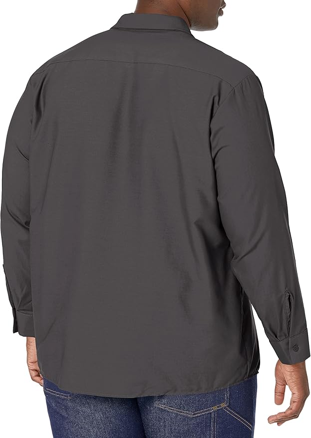 Red Kap Men's Long Sleeve Industrial Work Shirt | Moisture Wicking Button Up, Wrinkle Resistance Fights Fading & Stains