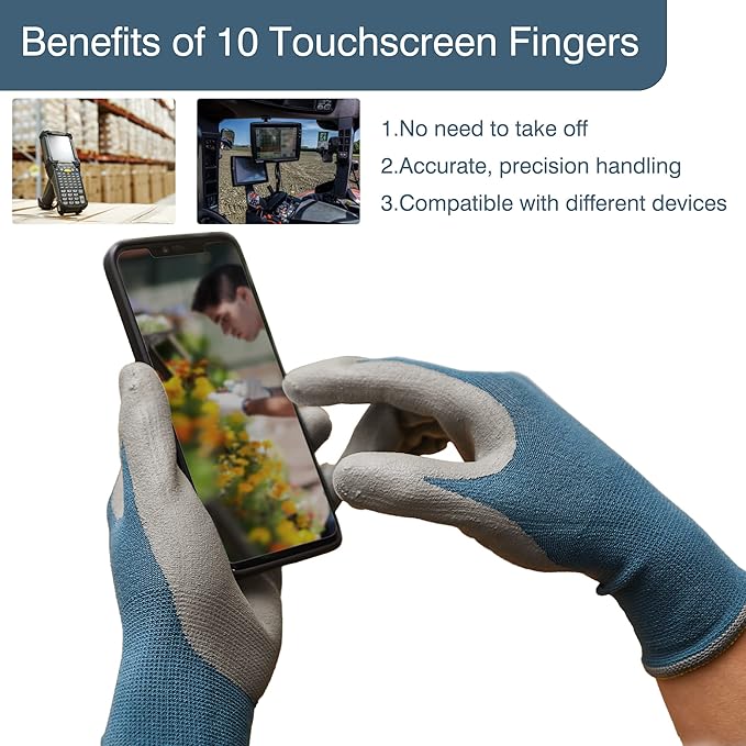 COOLJOB Gardening Gloves for Men, 2 Pairs Breathable Rubber Coated for Garden Weeding Landscaping, Outside Work for Lawn Yard, Men's Small Size, Black & Blue