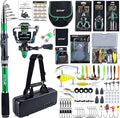 Goture Fishing Poles and Reels Combo - Green Telescoping Fishing Rod Portable Travel Kit with Carrier Bag for Freshwater Saltwater