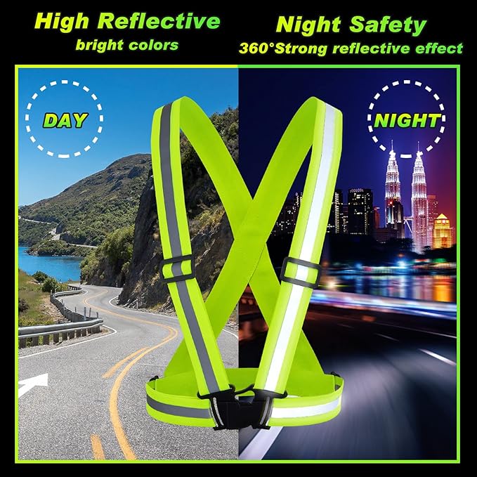 Hercicy 30 Pcs Reflective Vest High Visibility Safety Vests, Adjustable Running Gear Straps Lightweight Reflector for Construction (Yellow)