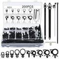200pcs Car Wire Loom Routing Clips Push Mount Cable Tie Assortment 15 Sizes Cable Zip Tie with Car Wire Loom Routing Clips Universal Wiring Harness Clip Replacement Parts for Automotive