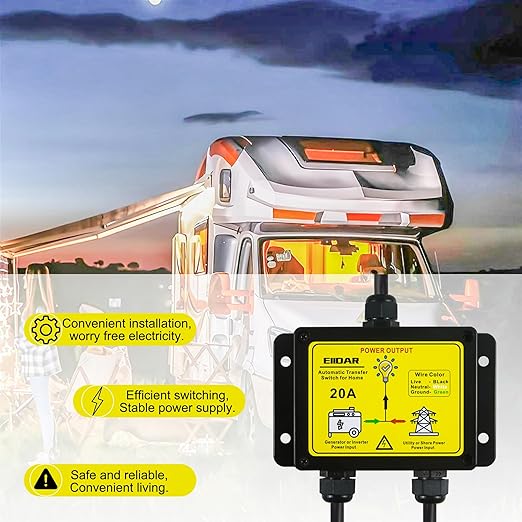 ATS AC120V 20 Amp Auto Transfer Switch，Transfer Switch for Home Generator，Automatic Transfer Switches.