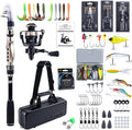 GOTURE Telescopic Fishing Rod and Reel Combos, Carbon Fiber Travel Fishing Pole, 9+1 BB Spinning Reel, Saltwater Freshwater Fishing Gear Kit with Braided Line, Lures, Carrier Bag for Bass Trout