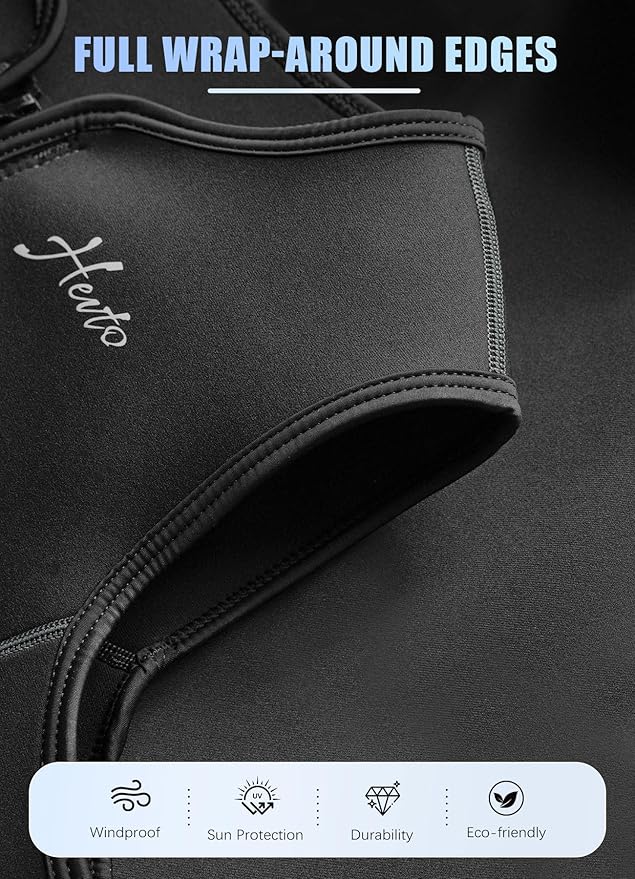 Hevto Men Wetsuit Tops and Vest 3/2mm Neoprene Jacket Surfing Swimming Front Zip Wet Suit for Water Sports