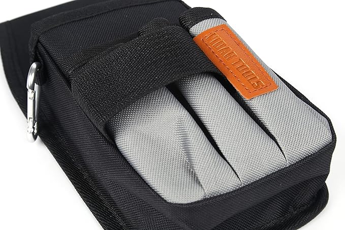 Small Tool Pouch with Belt Clip,Tool Belt Pouches,Electrician Tool Pouch.Mini Organizer Pocket Attachment for Tool Belt,5 Pockets and Heavy-Duty Metal Belt Clip Attachment.…