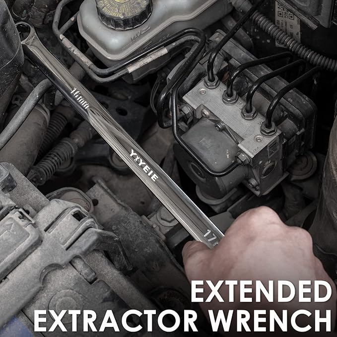 5-Piece Extra Long Box End Wrench Set, Metric 8mm-19mm, 6 Point Extended Bolt Extractor Wrench, CR-V Labor-Saving Aviation Spanner with EVA Foam