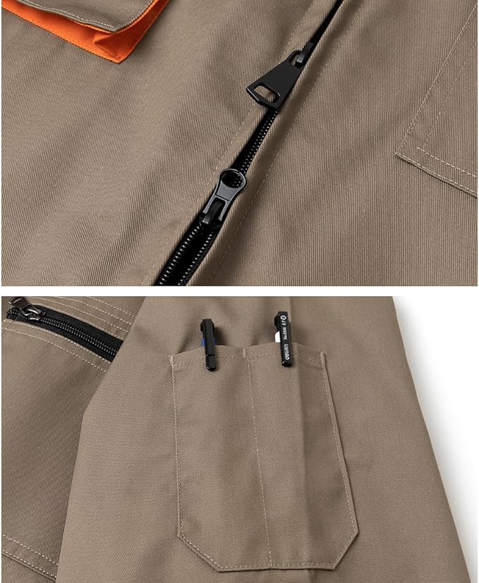 Men's Coveralls Mechanic Work Jumpsuit Multi Pockets Overalls Long Sleeve Workwear Coverall