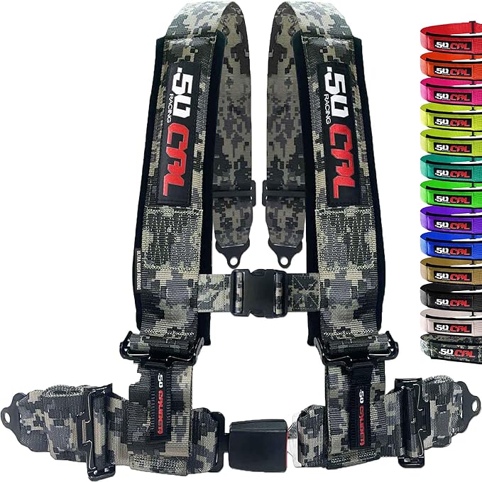 1pc 2" Camo 4 Point Harness for Bucket Seat, Push Release 10 Color harnesses, Racing Harness 4 point Race Car Off Road UTV RZR 6039