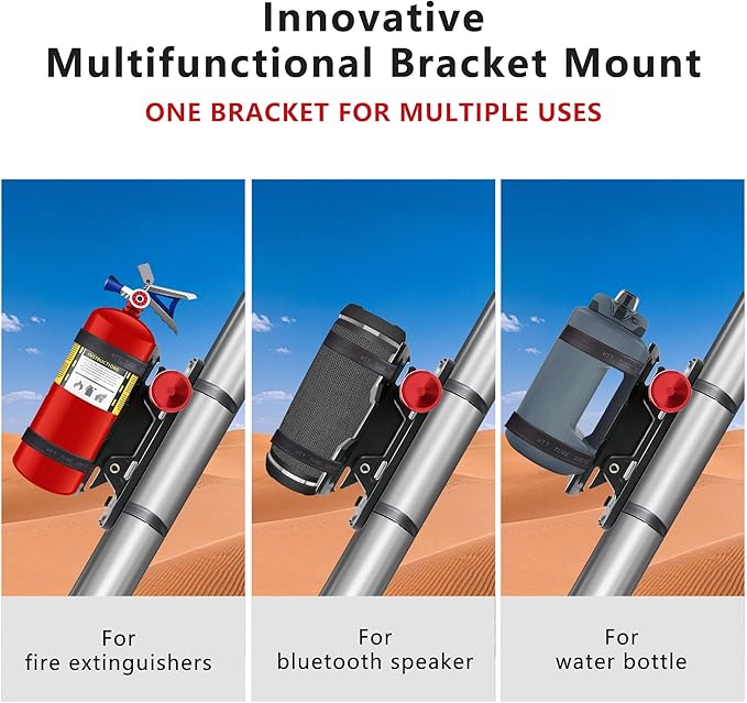 Car Fire Extinguisher Mount Bracket Aluminum Quick Release Roll Bar Fire Extinguisher Holder Mount Universal Compatible with Jeep Truck UTV ATV Semi