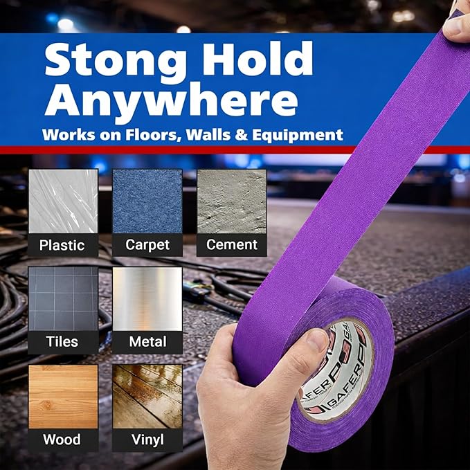 Gaffer Power Purple Gaffer Tape – Professional Grade, Made in USA, Heavy Duty, Non-Reflective, Easy Tear, Clean Removal, Multipurpose Cloth Tape for Stage, Home & Organization – 2 Inch x 30 Yards