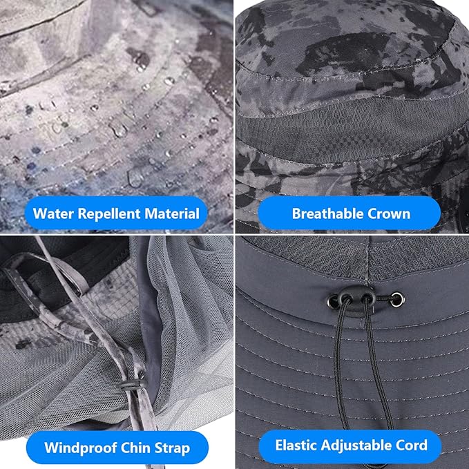 Solar Fan Hat with Mosquito Net, Wide Brim Sun Hat with 2 Solar Powered Fans, Fishing Hat with Solar Fans for Men Women