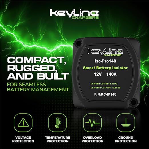 Dual Battery Isolator Kit 12V - 140 Amp Voltage Sensitive Relay (VSR) for Dual Battery Setup