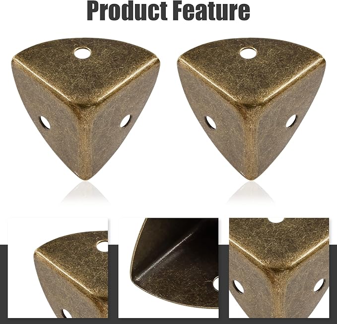 12pcs Antique Metal Box Corner Protectors, Shelf Edge Protector Decorative, Corner Guards Reliable Hardware with Mounting Screws(Bronze)