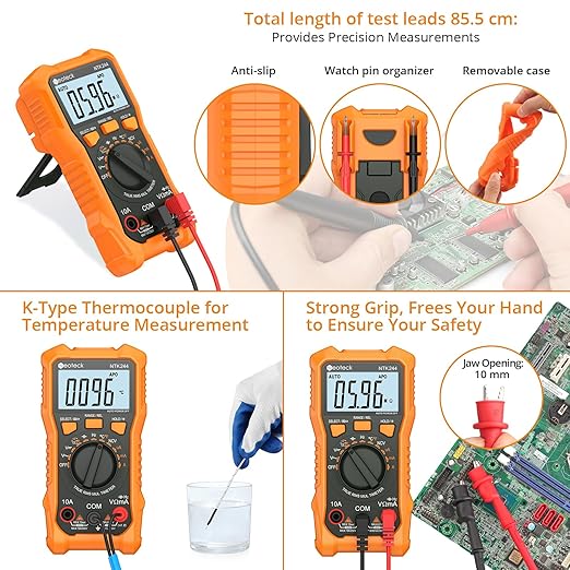 Neoteck 6000 Counts Digital Multimeter with NCV and TRMS Auto Range Multimeter for AC/DC Voltage&Current,Resistance,Capacitance,Frequency,Temperature,Duty Ratio,Continuity Voltmeter for Car Circuit