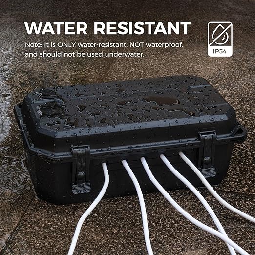 WELKIN Heavy-Duty Outdoor Electrical Box (15.3 * 8.9 * 5.4 inch), IP54 Weatherproof Waterproof Extension Cord Cover, Protect Outlet, Plug, Timer, Power Strip, Holiday Lights (Black)