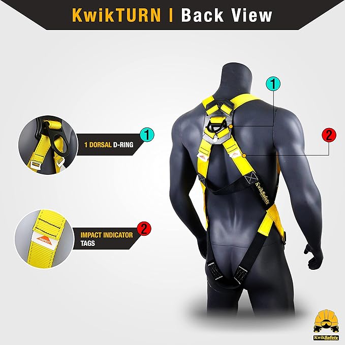 KwikSafety - Charlotte, NC - TORNADO Fall Protection Safety Harness [Full Body Single D-Ring] Construction ANSI Tested OSHA