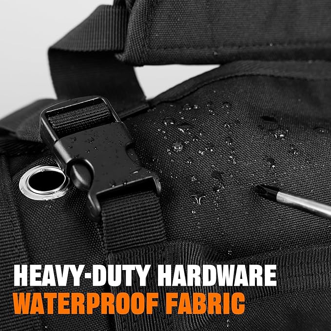 Portable Foldable Roll Up Tool Bag Organizer with 5 Compartments & 2 Detachable Pouches, Heavy Duty Waterproof Tool Pouch Bag for Secure Tool Storage, Tool Roll for Dad Men Electrician Mechanic Gifts