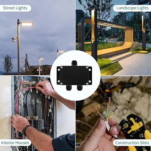ABS IP67 Waterproof Dustproof Electrical Junction Box, with 15A 600V Barrier Terminal Cable Connector, 1 in/2 Out Power Junction Box（3.93 * 2.67 * 1.96in）