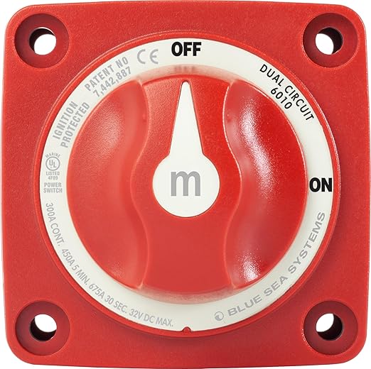 Blue Sea Systems Mini Dual Circuit Battery Switch, Red, 6010 m‑Series