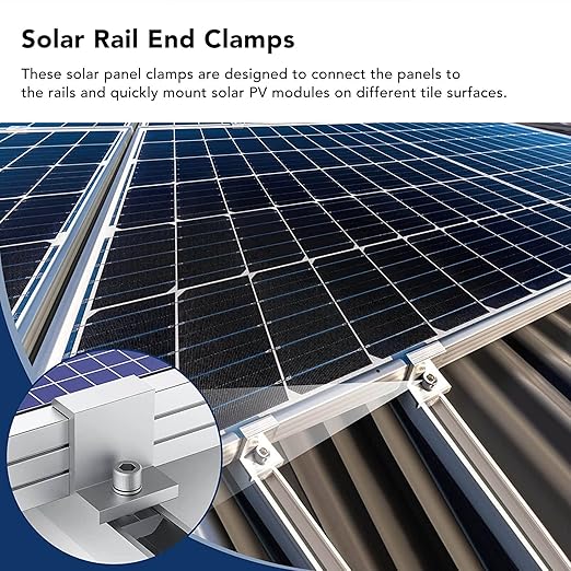 Solar Panel Clamps Z Brackets 10PCS Aluminum Mounting System Grounding Clip Lug (30mm)