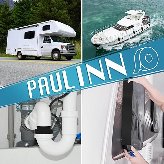 PAULINN Butyl Sealant Waterproof Tape, 4 Inch X 50 Foot RV Roof Repair Tape Black, UV & Weatherproof Roof Seal Tape for RV Camper Trailer Boat Window Sealing Leak Repair