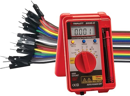 Triplett 2030 Pocket-Sized 4000 Count Digital Multimeter - AC/DC Voltage, AC/DC Current, Resistance, Frequency, Capacitance, Continuity, and Diode Check