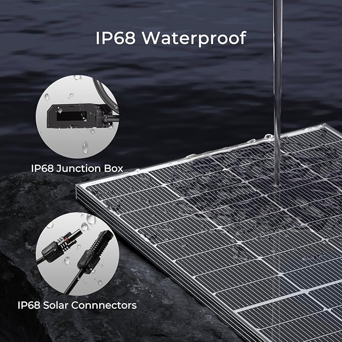 Renogy Bifacial Solar Panel 250W N-Type 16BB, 250 Watt Solar Panel 12V Double-Side 25% High-Efficiency, PV Module Power Charger for RV Marine Rooftop Farm Battery and Other Off-Grid Applications