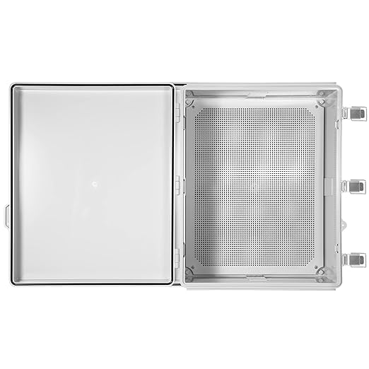 Waterproof Electrical Junction Box IP67 ABS Plastic Enclosure with Hinged Cover with Mounting Plate, Wall Brackets (Grey Cover, 20"×16.1"×7.9")
