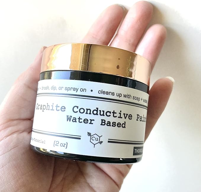 Water Base Conductive Paint for Electroforming | 2oz Jar Graphite Conductive Paint for Electroformed Jewelry | Copper Electroforming Supply