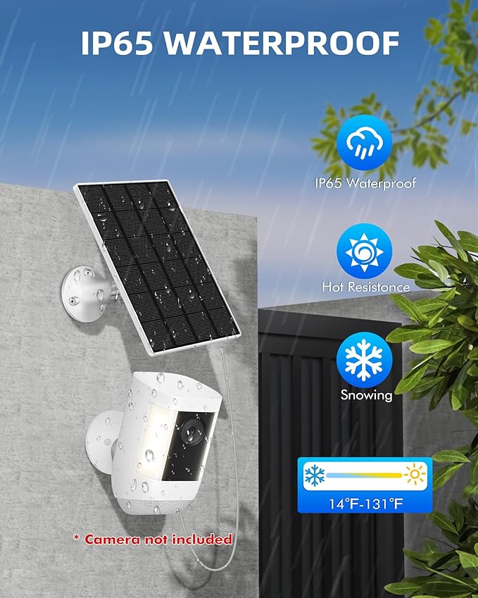 KEPEAK Solar Panel for Ring Camera Outdoor, Small Solar Panel Charger 5V with Type C or Mirco USB, Only for Cam Stick Up Cam Pro Battery, Spotlight Cam Plus, Spotlight Cam Pro