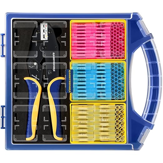 haisstronica 330PCS Marine Grade Heat Shrink Butt Connectors Set, 22-10 AWG (3Colors/3Sizes), with 9" Heat Shrink Crimping Tools and Organizer