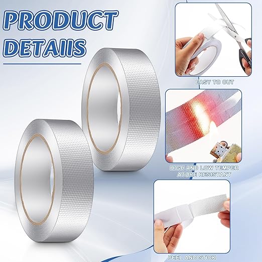2 Roll 1.18in x 131 ft in Total Aluminum Polycarbonate Tape, Heavy Duty Waterproof Sealing Insulation Greenhouse Tape, Self Adhesive UV Heat Resistant for Greenhouse Roofing Outdoor Repairs