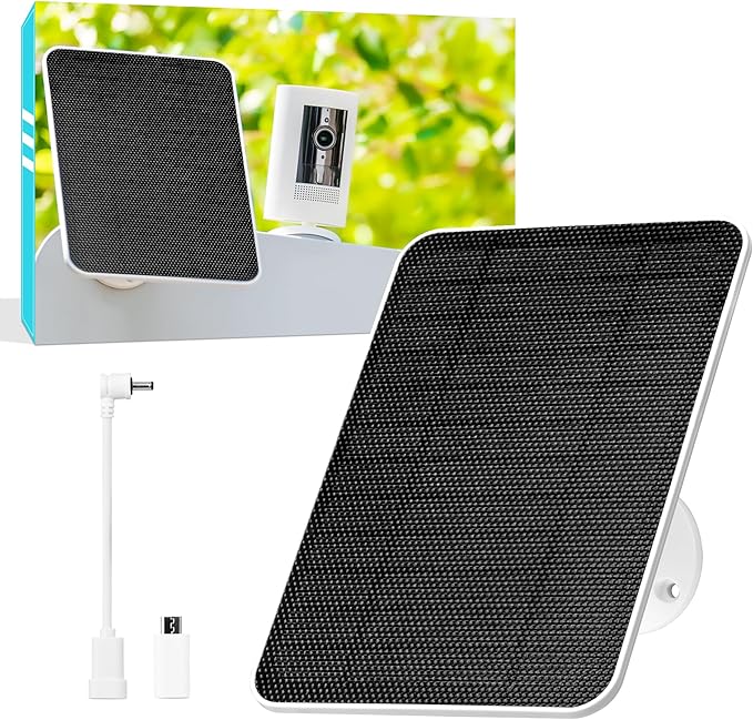 5V Solar Panel for Seucrity Cameres, For Bird Feeder Trail Cam, Ring Tapo Eufy Vicohome Eseecloud, Native USB-C, Micro-USB & DC 3.5mm*1.35mm 9.8 Ft Cable 23% Energy Conversion 180 Days Exchange Policy