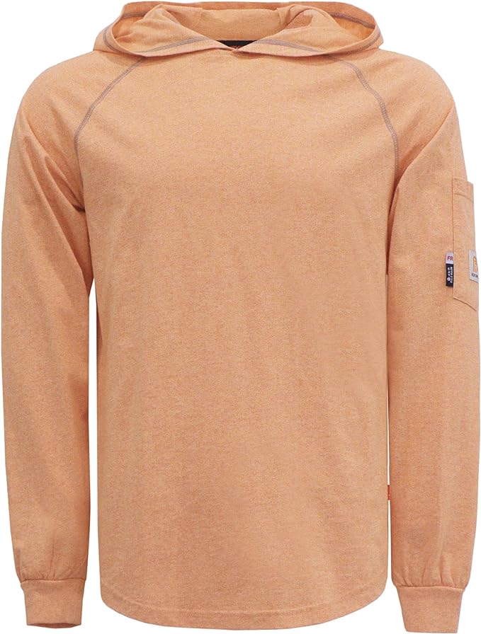 BOCOMAL FR Hooded T Shirts Heather Series 6oz Flame Resistant NFPA2112 CAT2 Fire Retardant Hoodies Work Shirt