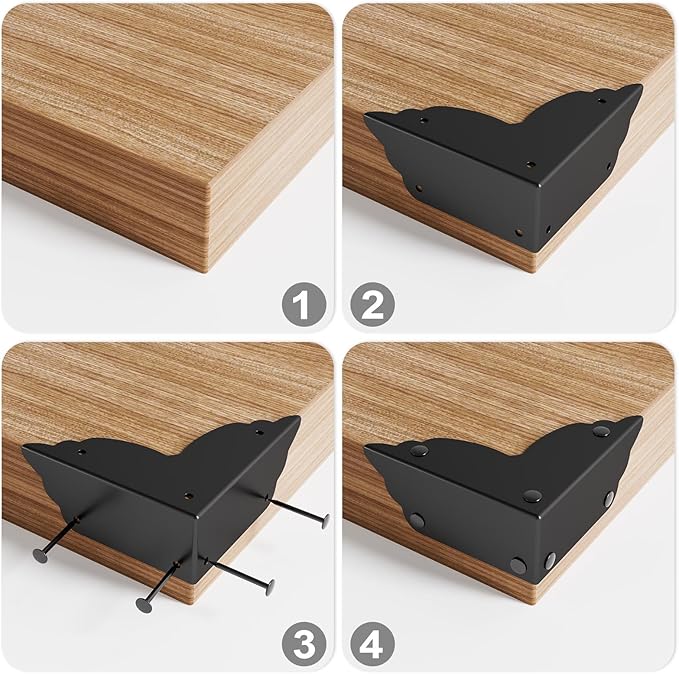 8 Pieces 70x70x26mm/2.76"*2.76"*1.02" Antique Bronze Decorative Box Corner Covers Guards Desk Edge Protectors (Black)