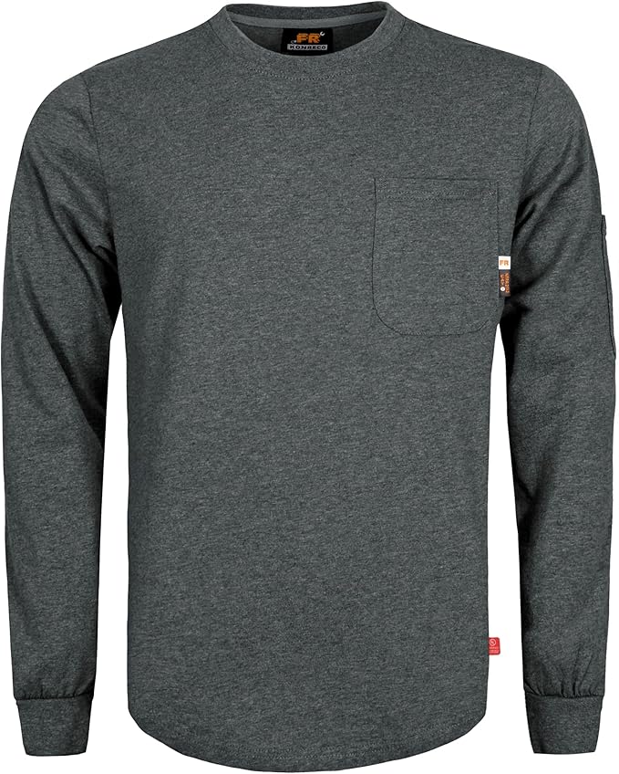KONRECO FR Shirts for Men Crewneck 6oz Jersey Lightweight Flame Resistant Work T Shirt NFPA2112 CAT2