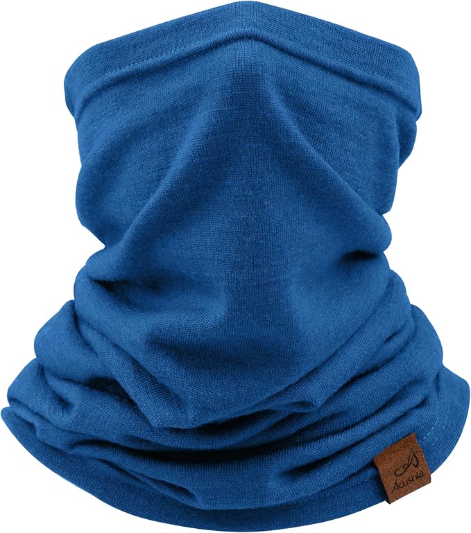 ACUSHLA 100% Merino Wool Neck Gaiter for Men & Women Ski Face Mask Winter Scarf Neck Warmer All Weather, Midweight Maple Leaf