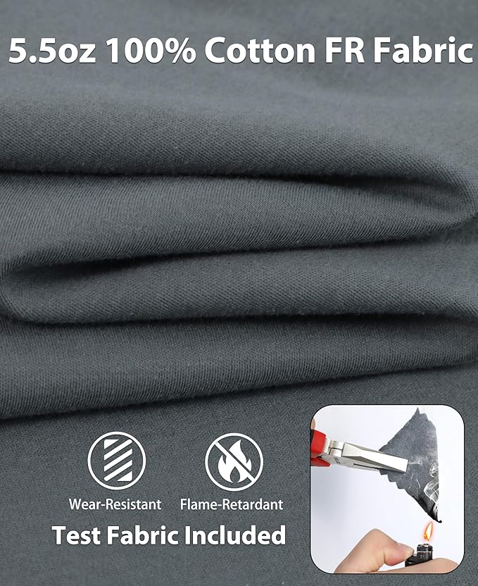 KONRECO FR Shirts for Summer Flame Resistant Shirt 5.5oz Light Weight CAT2 Henley Shirts