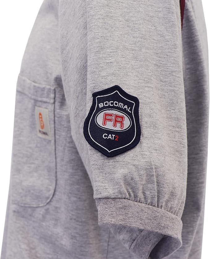 BOCOMAL FR Shirts 5.5oz Light Weight Henley and Short Sleeve Flame Resistant/Fire Retardant Clothing Shirt
