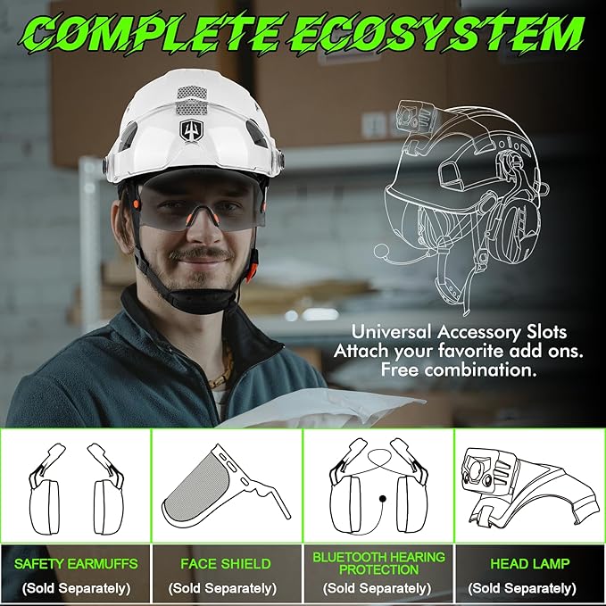 GREEN DEVIL Safety Hard Hat with Tinted & Clear Visor Vented Construction Helmet Cascos de Construccion ABS Work hardhats for Men