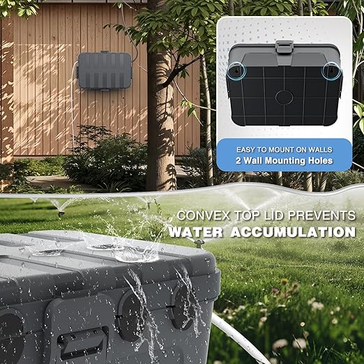 Flemoon IP54 Waterproof Box with Large Capacity Outdoor Weatherproof Box, Gray